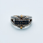 Women's Black Diamond Pave Cable Ring // Silver + 18K Gold (6)