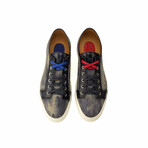 Edgar Sneaker Blucher // Linen Camouflage Blue + Dark Blue (Euro: 39)