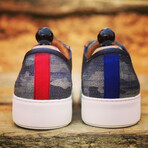 Edgar Sneaker Blucher // Linen Camouflage Blue + Dark Blue (Euro: 39)