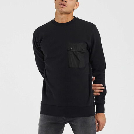 Snap Pocket Basic Sweatshirt // Black (S)