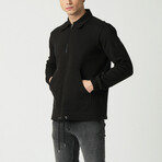 Zippered Polo Neck Sweatshirt // Black (L)