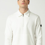Zippered Polo Neck Sweatshirt // Off White (XL)