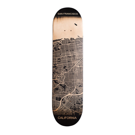 Engraved Skateboard Map // San Francisco, California