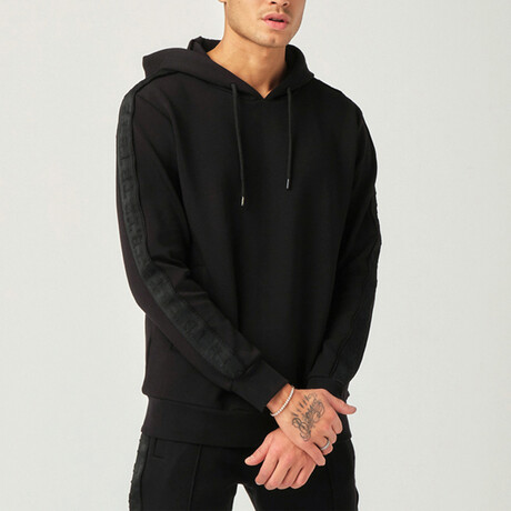Stripe Sleeve Hoodie // Black (S)