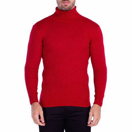 Ribbed Turtleneck Sweater // Red (M)