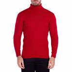 Ribbed Turtleneck Sweater // Red (L)
