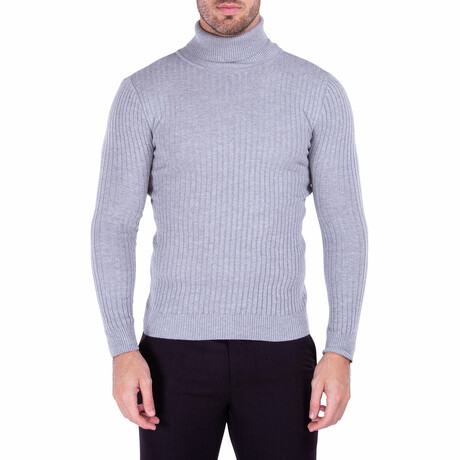Ribbed Turtleneck Sweater // Gray (S)