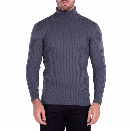 Ribbed Turtleneck Sweater // Dark Gray (S)