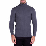 Ribbed Turtleneck Sweater // Dark Gray (XL)