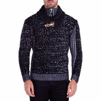 Quarter Zip Clasp Collar Sweater // Black (2XL)
