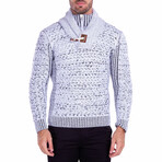 Quarter Zip Clasp Collar Sweater // White (XL)