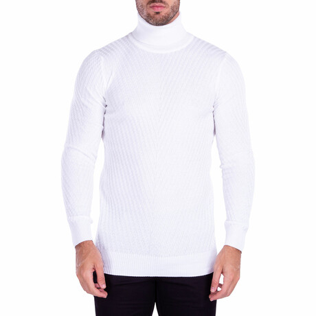 Textured Turtleneck Sweater // White (S)