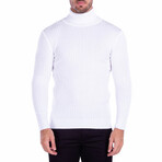 Ribbed Turtleneck Sweater // White (XL)