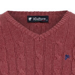 Geoff V-Neck Sweater // Bordeaux (2XL)