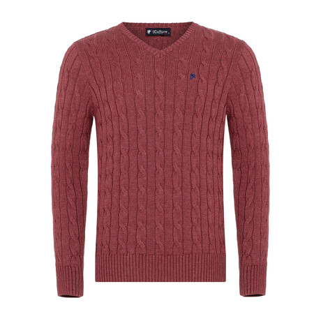 Geoff V-Neck Sweater // Bordeaux (XS)