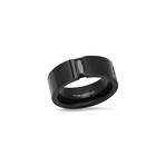 Black Ip Stainless Steel Band Ring With Emerald Cut Simulated Black Diamond Center Stone (9)