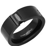 Black Ip Stainless Steel Band Ring With Emerald Cut Simulated Black Diamond Center Stone (9)