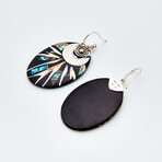 Bali Silver + 18K Gold Oval Abalone Mosaic Earrings