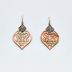 Bali Silver + 18K Gold Carved Scrollwork Mother of Pearl Earrings // Brown