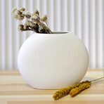 Flat Ceramic Vase // Matte White (Small)