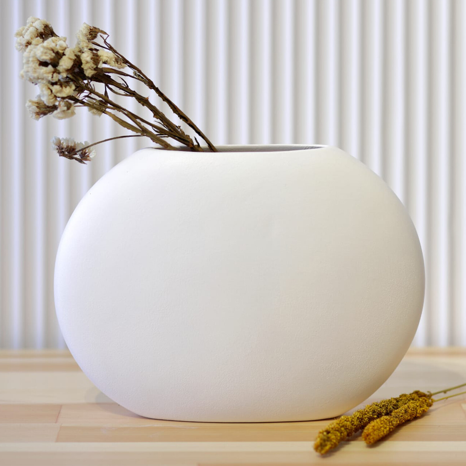 Flat Ceramic Vase // Matte White (Small) Rulina Ceramics Touch of