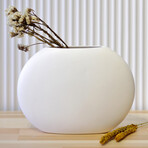 Flat Ceramic Vase // Matte White (Small)