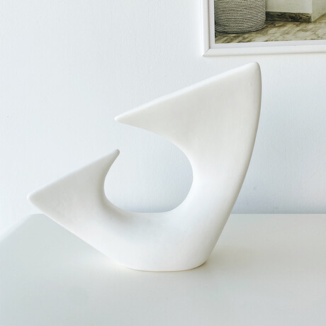 Wave Seramic Decorative Object (Matte White)
