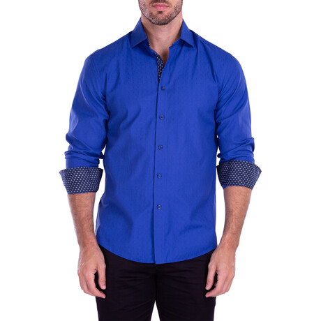 Dotted Long Sleeve Button-Up Shirt // Royal Blue (XS)