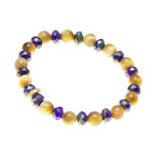 Dell Arte // Beaded Bracelet Honey Tiger Eye + Bohemian Crystal // Multicolor