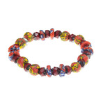 Dell Arte // Krobo Glass Beads + Bohemian Crystal Bracelet // Red Orange