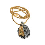 Dell Arte // Gold Plated Stainless Steel Chain + Stainless Steel Pendant // Gold + Silver