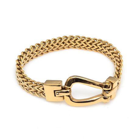 Dell Arte // gold plated  stainless steel   bracelet /horse shoe closure //gold | length8-8.5 "  Width: 10.01mm