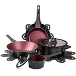 11 Piece Die Cast Nonstick Cookware Set // Merlot