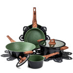 11 Piece Die Cast Nonstick Cookware Set // Green