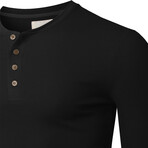 Premium Thermal Long Sleeve Henley // Black (S)