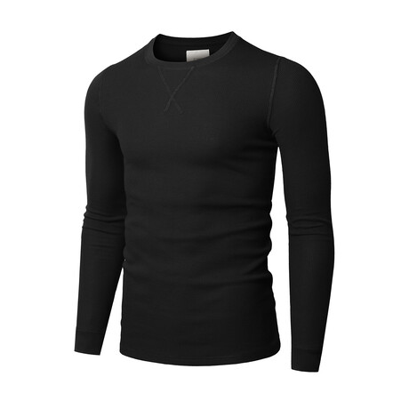 Premium Thermal Crew Neck Long Sleeve Shirt // Black (S)