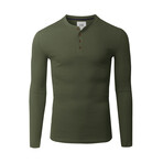 Premium Thermal Long Sleeve Henley // Olive (XL)