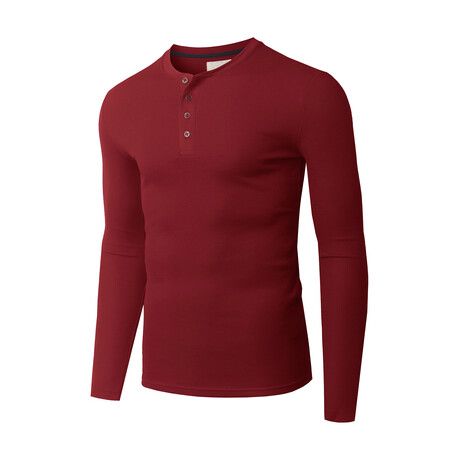 Premium Thermal Long Sleeve Henley // Red (S)