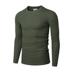 Premium Thermal Crew Neck Long Sleeve Shirt // Olive (L)