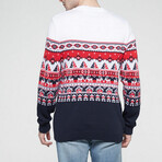 Easton Sweater // White + Navy + Red (M)