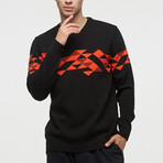 Colton Sweater // Black + Orange (L)