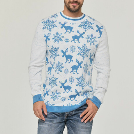 Brennan Sweater // White + Light Blue (XS)