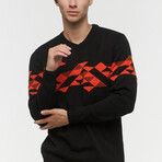 Colton Sweater // Black + Orange (L)
