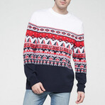 Easton Sweater // White + Navy + Red (XL)