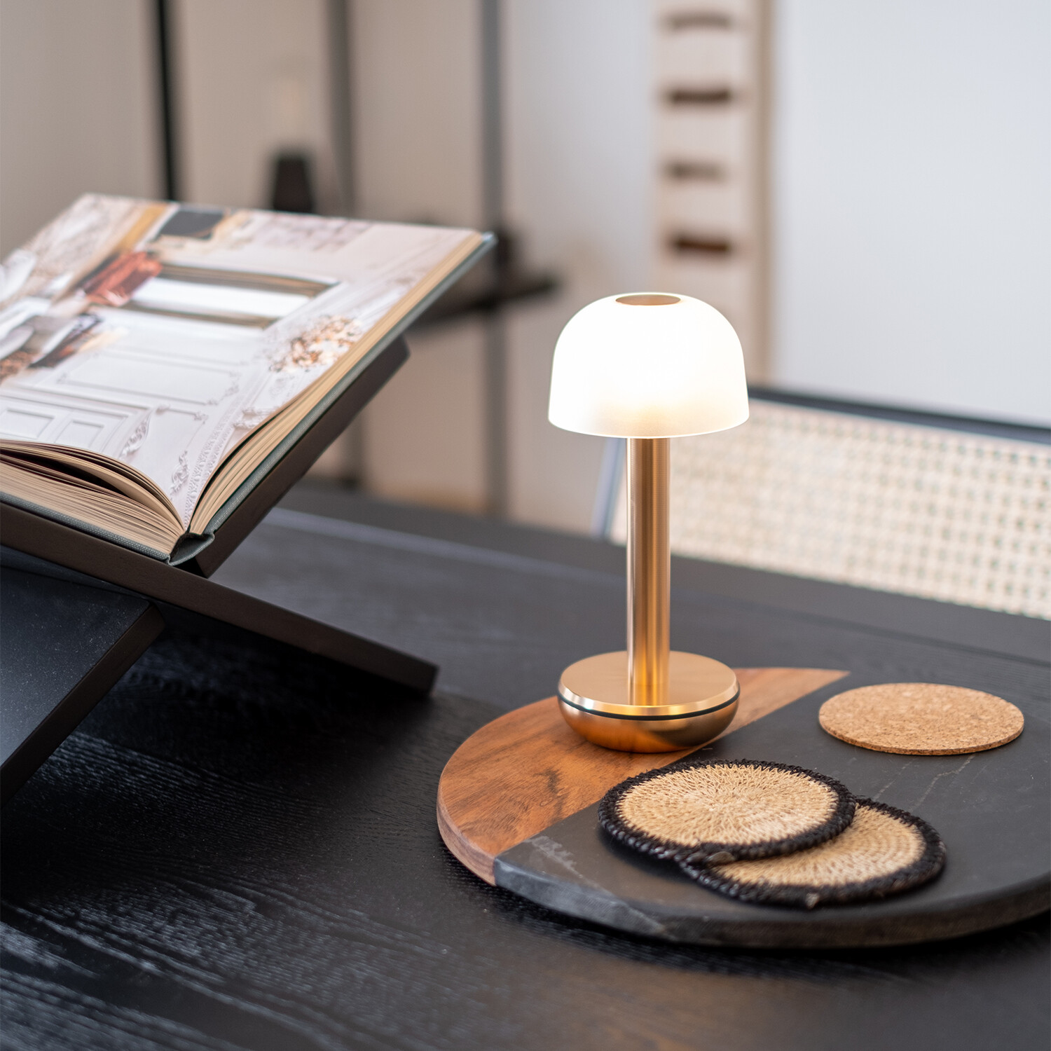 Table Light // Gold Frosted Glass - Humble Lights PERMANENT STORE - Touch