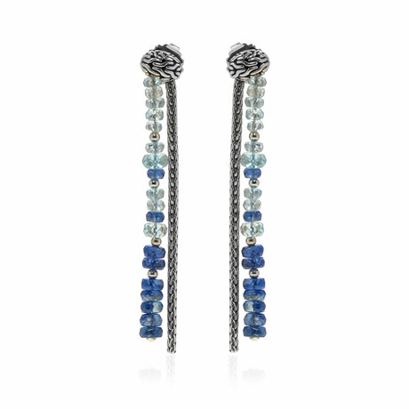 John Hardy // Classic Chain Sterling Silver + Aquamarine Earrings // Store Display