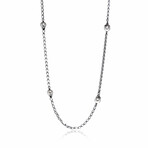 John Hardy Bamboo Sterling Silver + White Freshwater Pearl Station Necklace // 36" // Store Display