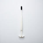 Tokii Toothbrush With Sliding Tongue Scraper (White)