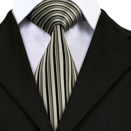 Stills Handmade Silk Tie // Black + Beige
