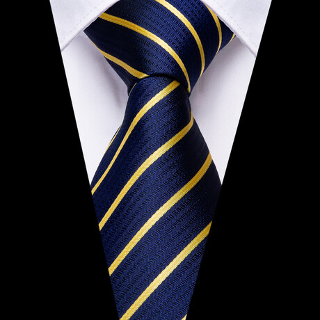 Grace Handcrafted Silk Tie // Navy + Yellow